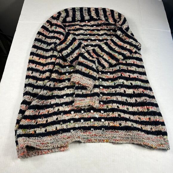 Sundance PM Open Front Cardigan Boho Striped Oversized Knit Melange Sweater - Picture 9 of 10